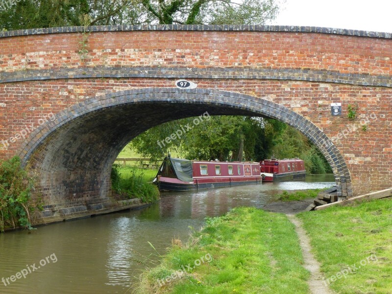 Canal Boat Towpath Water Reflection