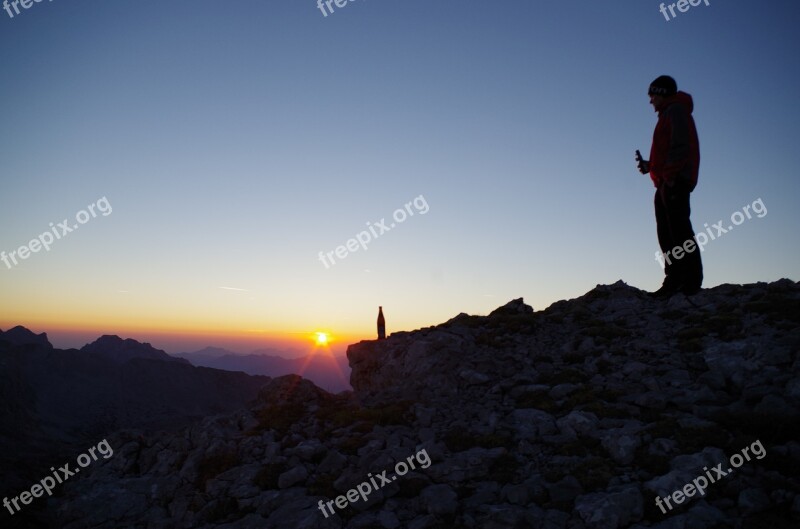 Alpine Mountains Landscape Sihouette Sunset