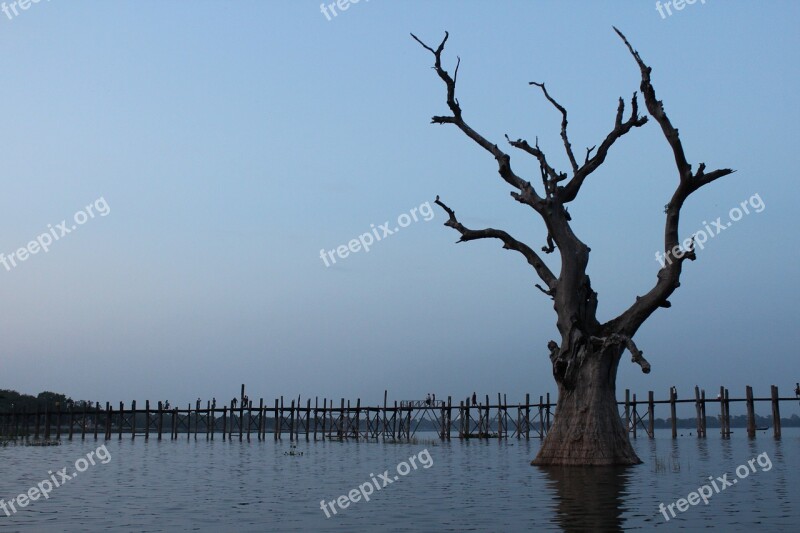 U-bein Bridge Bridge Myanmar Burma Teak Bridge