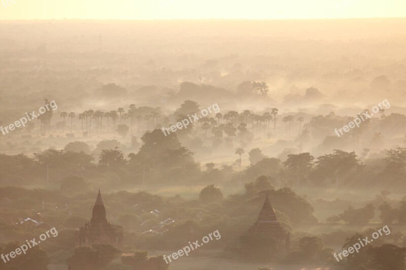 Bagan Temple Level Fog Mood Landscape