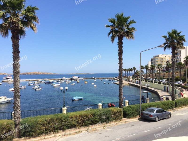 Sea Yacht Malta Palm Trees Car