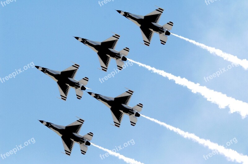 Air Show Thunderbirds Military Us Air Force Aircraft