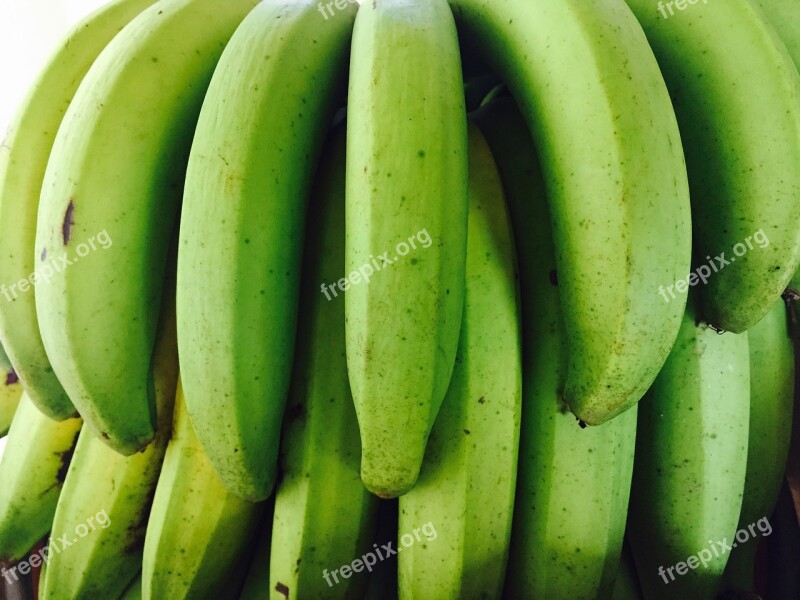 Bananas Green Fruit Tropical Fruit Fresh Fruit