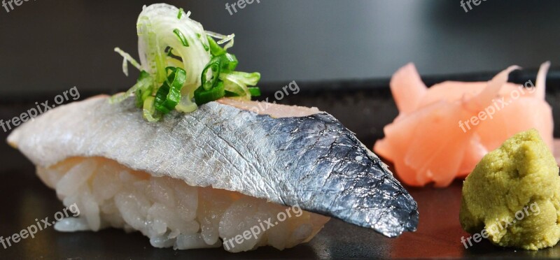 Sushi Sardine Japanese Food Rice Wasabi