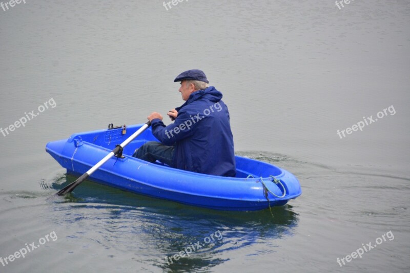 Rower Man Rowing Water Boat