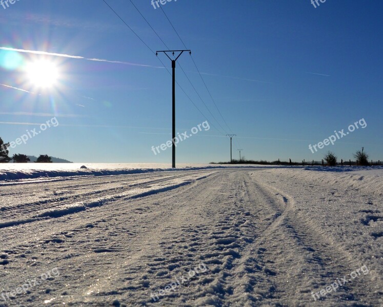 Snow Desert Sun Rays Road