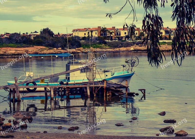 Fishing Boat Fishing Shelter Picturesque Potamos Liopetri Cyprus