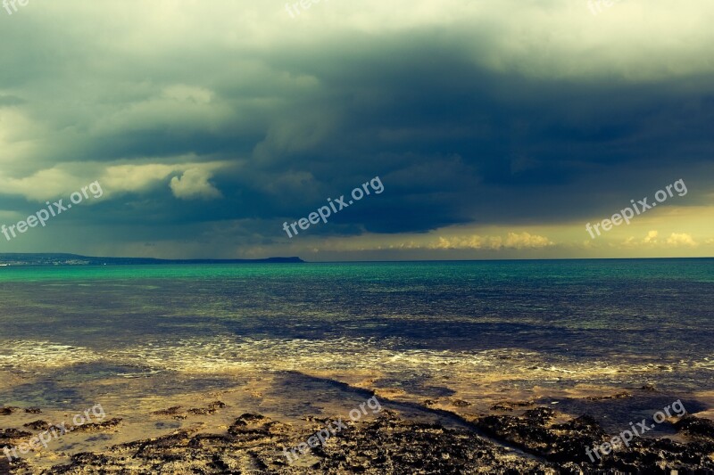 Beach Sea Sky Clouds Stormy