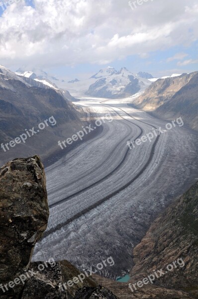 Aletschgletscher The Glacier Switzerland Mountains Winter