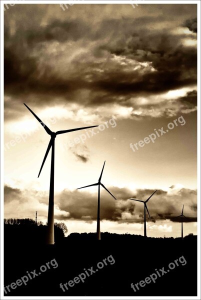 Wind Turbines Black And White B W Black White Power