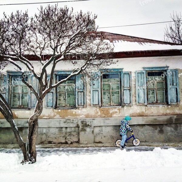 Kids Childhood Village Boys Winter