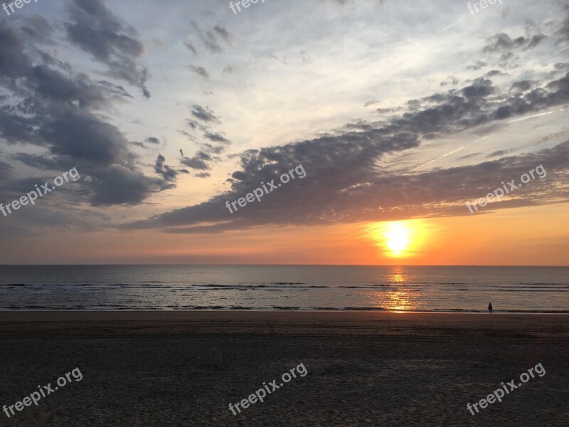 Beach Sunset Sun Colorful Sunset Evening Sky