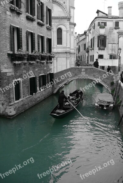 Venice Channel Gondola Bridge Boat