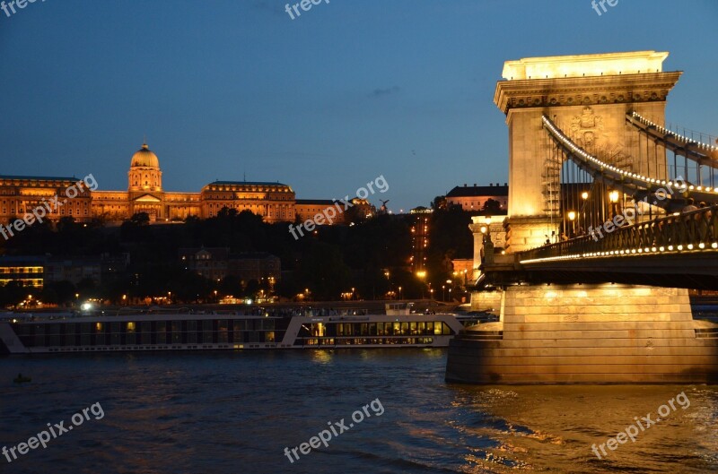 Budapest Chain Bridge Bridge Danube Night