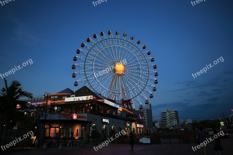 Japan Travel The Ferris Wheel Okinawa At Dusk