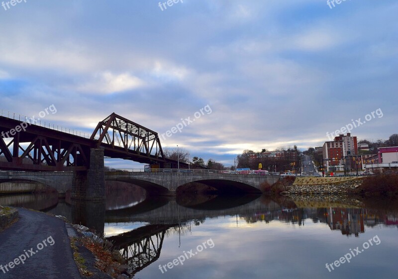 Bridge Water Reflection Delaware River Landscape