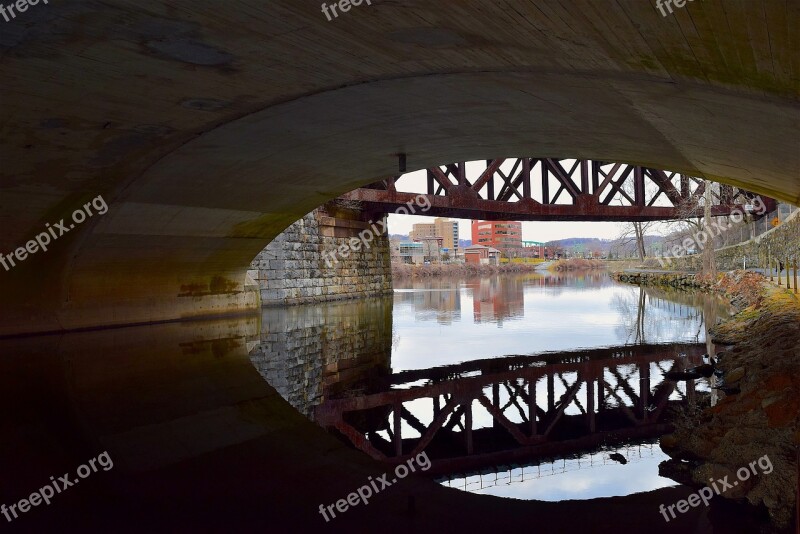 Tunnel Bridge Water Reflection Delaware River