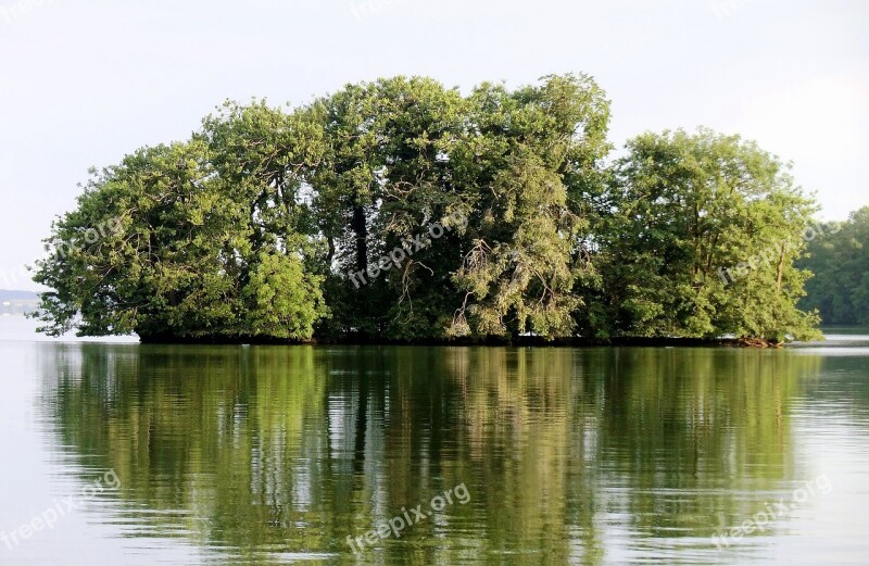 Trees Lake Landscape Water Mirrored Trees