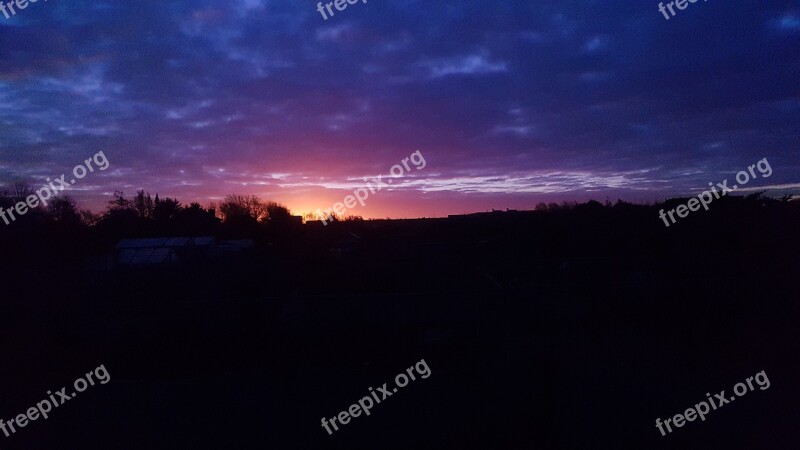 Sunset Black Blue Sun Silhouette