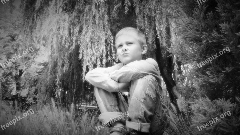 Children Shooting Dreamy Black And White Outdoor Portrait