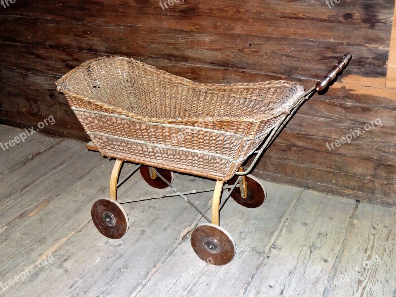 Doll Prams Baby Carriage Basket Ware Woven Natural Material