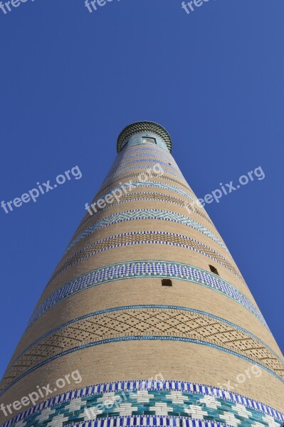 Khiva Tower Blue Mosaic Architecture