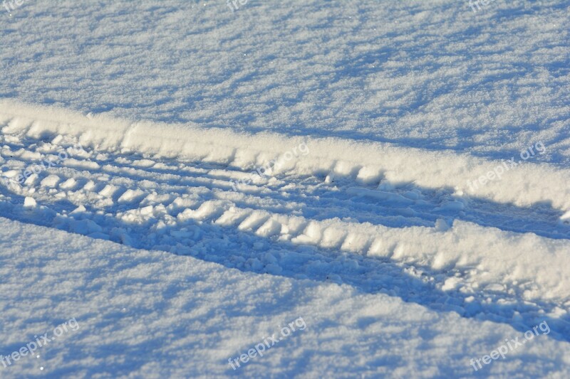 Snow Snow Lane Tire Track Snowy Winter