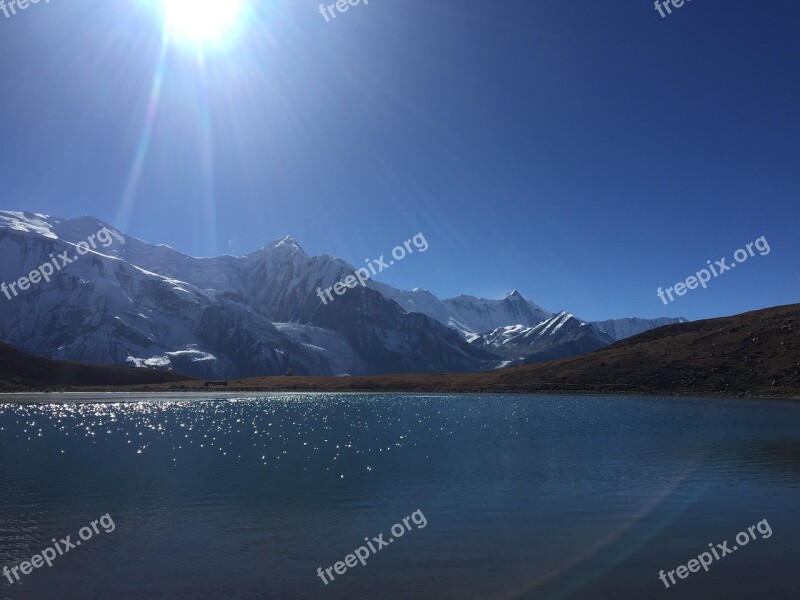 Lake Sky Sun Water Blue