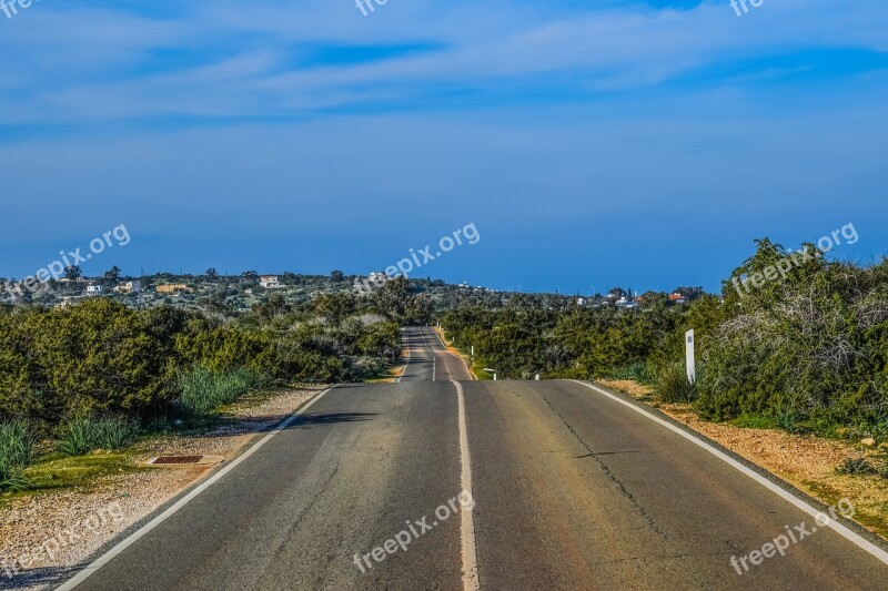 Up And Down Road Asphalt Landscape Scenery