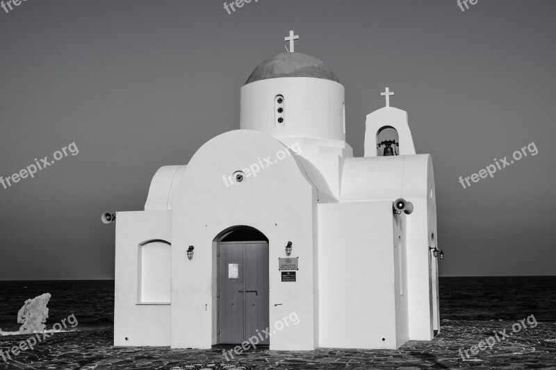 Church Black And White Cyprus Religion Architecture