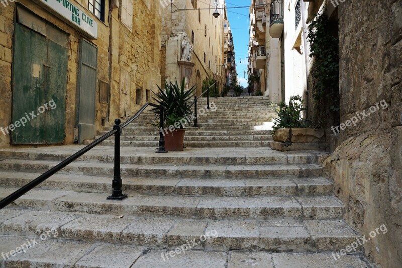 Stairs Gradually Malta Valetta Emergence