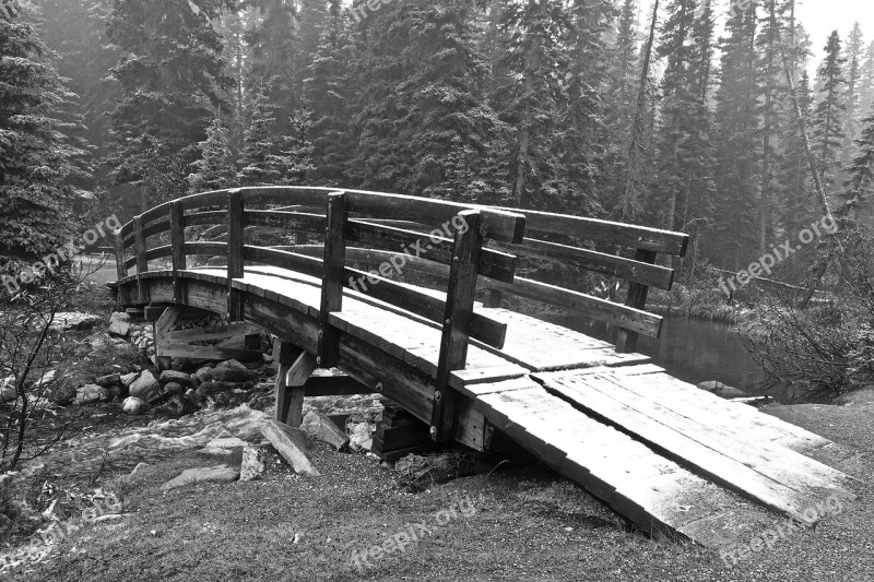 Bridge Crossing Snow Scenic Wooden