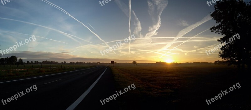 Panorama Good Morning Sunrise Sun Awakening