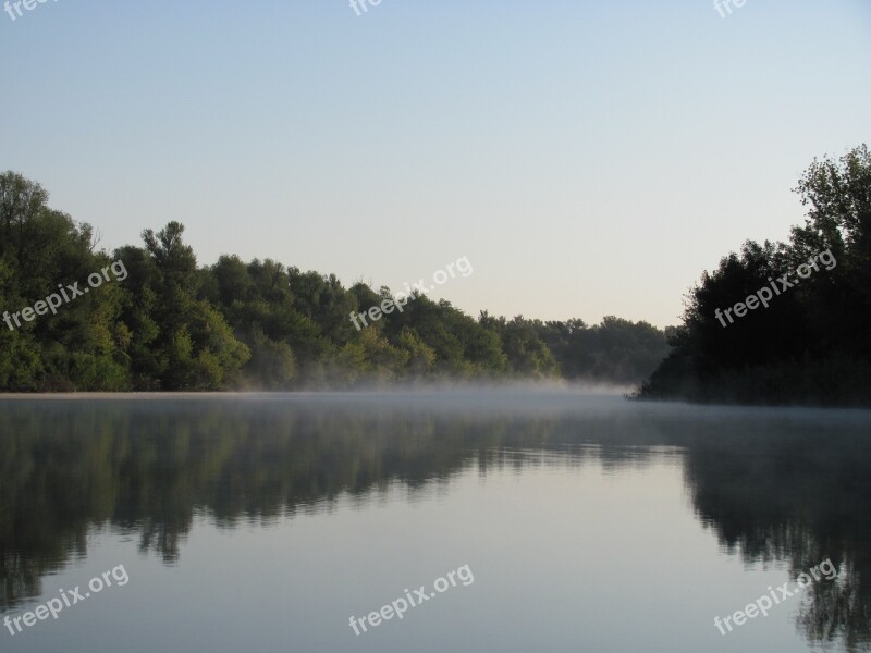 Fog Dawn Tranquility Landscape Nature