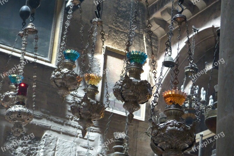 Lamps Holy Sepulchre Church Jerusalem Free Photos