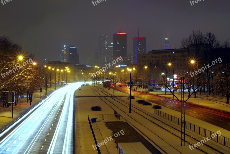 City Night Light Winter Street