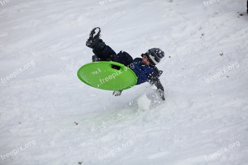 Sledding Jump Childhood Winter Cold