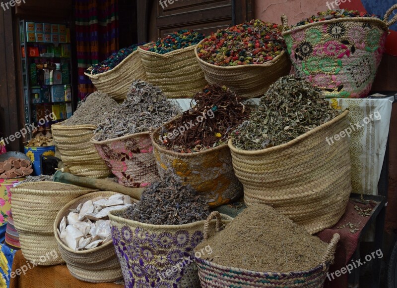 Souk Market Morocco Spices Marraquech