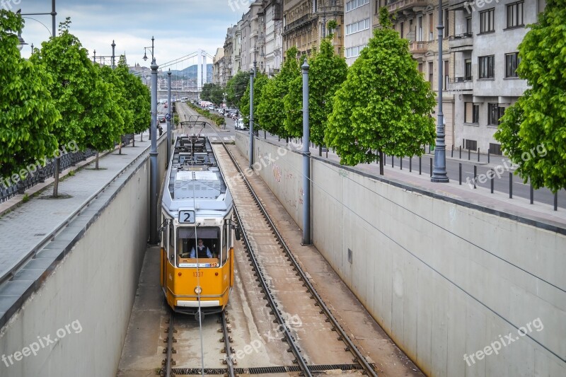 Tram Transport Transportation Budapest Hungary