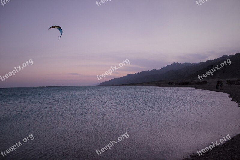 Dahab Blue Lagoon Kitesurfing Sunset Recreational Sports