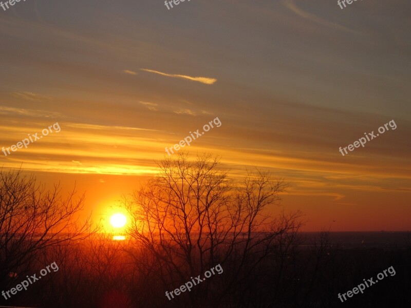 Sundown Sky Sunset Nature Landscape