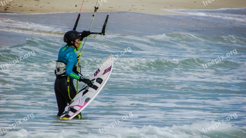 Kite Surfer Kite Surfing Active Sport Woman