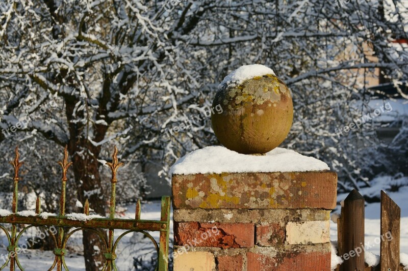 Winter Fence Snowy Snow Wintry