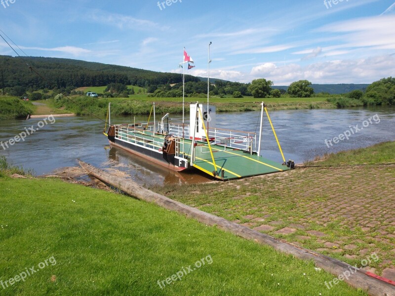 Weser Cycle Path Greed Rope Ferry Free Photos