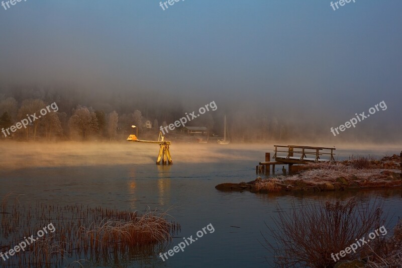 Winter Sun Winter Morning Gota River Sweden Water