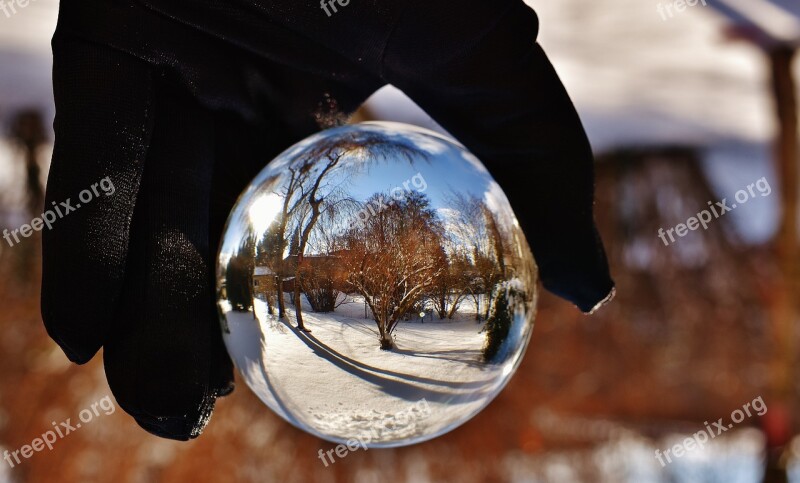 Ball Glass Winter Snow Sun