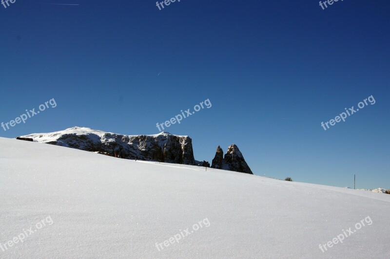 Sciliar South Tyrol Alp Siusi Snow Winter