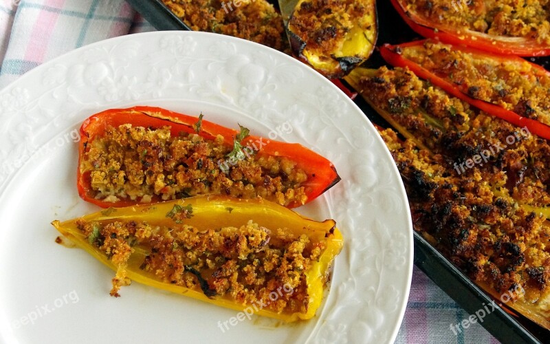 Peppers Stuffed Peppers Contour Italian Cuisine Typical Dish