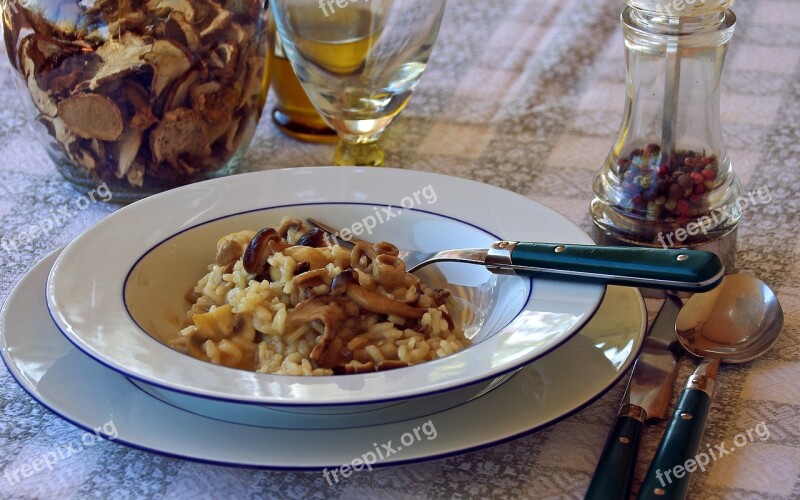 Rice Mushroom Risotto Italian Cuisine Mixed Mushrooms Typical Dish