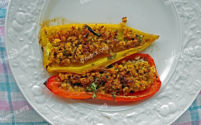 Peppers Stuffed Peppers Contour Italian Cuisine Typical Dish